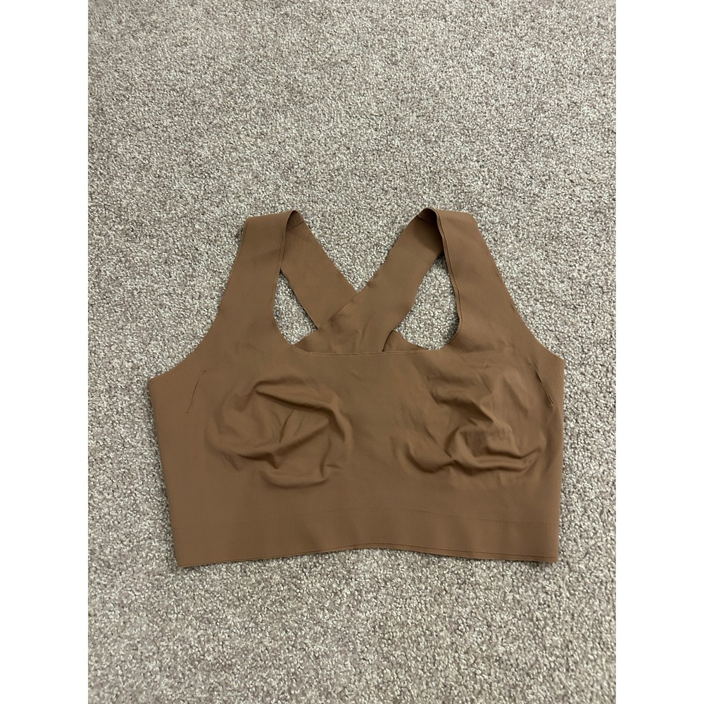 Seamless Bralette Womens M Brown Excellent Crisscross Back Sporty
